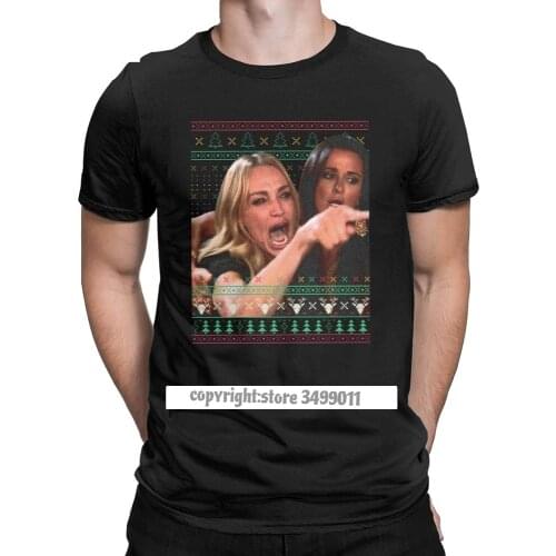 Unique Yelling At A Cat Ugly Christmas Sweater Meme Tee Shirt Men Crewneck Cotton Tshirt Tee Shirt Clothes