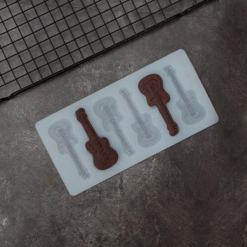 Musical Instrument Shape Chocolate Stencil Guitar Violin Cake Decorating Silicone Mold Chablon DIY Chocolate Garnish Chip