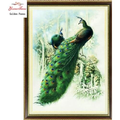 Golden panno,Needlework,Embroidery,DIY Animal Painting,Cross stitch,kits,11ct beautiful peacock Cross-stitch,Sets For Embroidery