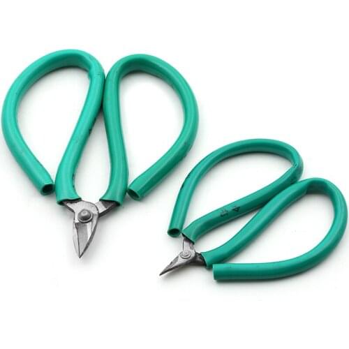 Gold and silver jewelry gold processing equipment, high-quality short-nosed scissors, green-handled short-ended scissors