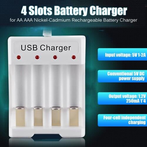 Universal 4 Slots USB DC 5V Smart Charger Light Weight Safety Wear Resistance Nickel-Hydrogen AA AAA Battery Charger