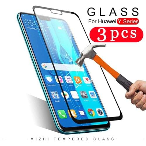 3Pcs full cover for huawei y9s y9 prime 2019 tempered glass for huawei y9 2018 phone screen protector protective film smartphone