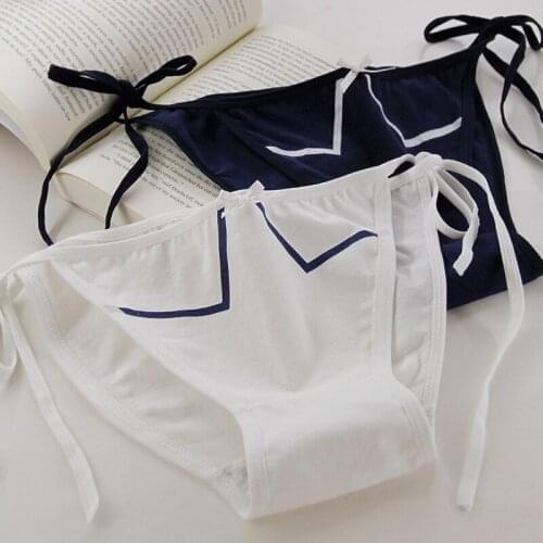 Womens Panties Seamless Lingerie Cotton Thong Women Lace Up Briefs Japanese Sexy Panties Pink White Kawaii Panty for Young Girl