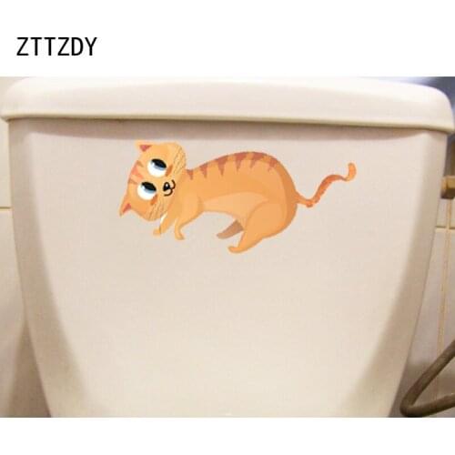 ZTTZDY 21.7*9.9CM Cartoon Play Cat Wall Kids Room Home Decor WC Toilet Sticker Decal T3-0076