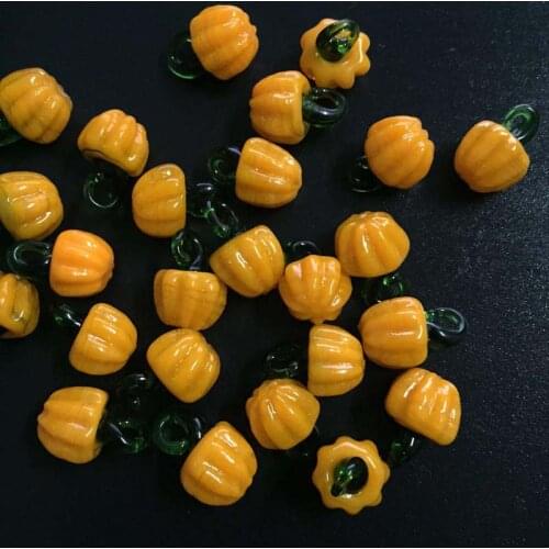 10pcs/lot Murano Lampwork Yellow Pumpkin Glass Beads Charms For Earring Necklace Jewelry Making