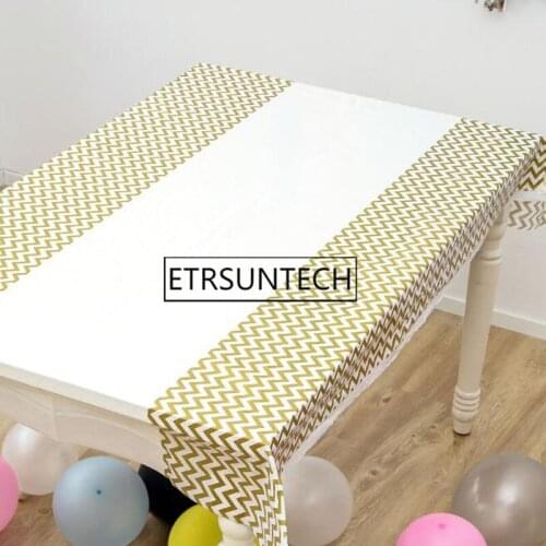 100pcs Gold Silver Wave Dot Tablecloth Disposable Plastic Table Cloth Wedding Party Birthday Baby Shower Decorations