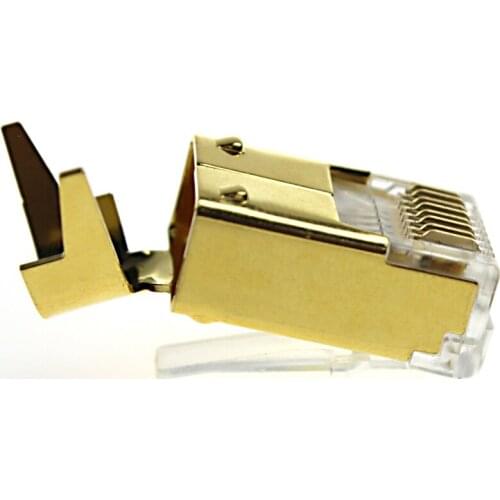 100pcs golden rj45 cat7 ftp connector plug gold plated on surface the best price