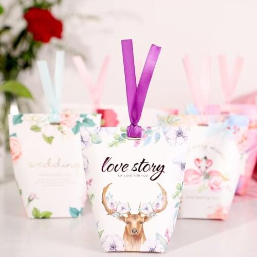 20pcs Hot Sale Candy Box Birthday Baby Shower Gift Boxes Sugar Paper Boxes Party Supplies Wedding Favors Candy Bag With Ribbon