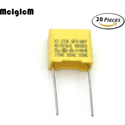 MCIGICM 20pcs capacitor X2 capacitor 275VAC X2 Polypropylene film capacitor 0.033uF 33nF Pitch 10mm