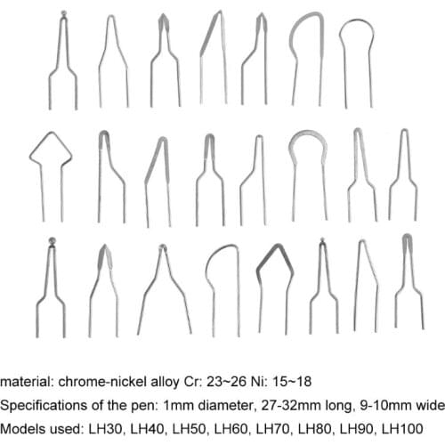 23pcs/lot Metal Alloy High Impedance Accessories Dia 1mm Wood Burning Heating Replacement Carving Mini Pyrographic Tip