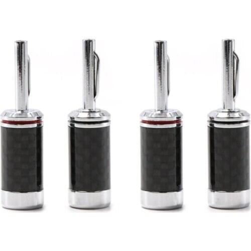 4Pcs Audiophile Carbon Fiber Rhodium Plated Speaker Cable Banana Plug Connector