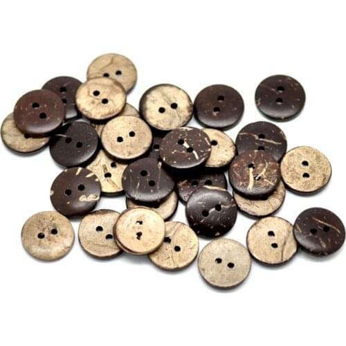 LF 50Pcs Bronze Round Wooden Sewing Buttons For Cloth Needlework Flatback Scrapbooking Crafts Decorative Diy Accessories