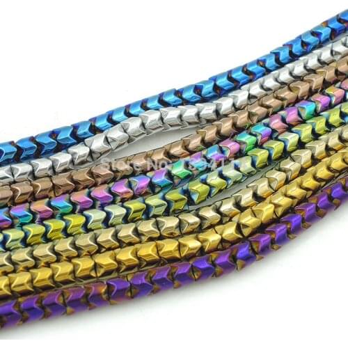 6*6*4mm Titanium Colors Glossy Hematite Gear Beads 16 inch Full Strand