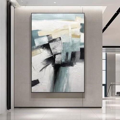 100% Handmade Abstract Oil Painting On Canvas Bright Color Geometry Minimalist Modern Wall Art Decorative For Living No Frame
