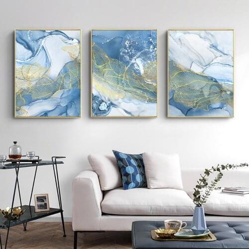 Abstract Seascape Painting Artwork Poster Print On Canvas Wall Art Picture Large Size Blue Sea Painting Modern Girl Room Decor