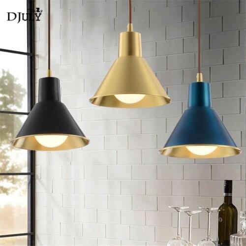 American copper Navy blue retro pendant lights for clothing store bar industrial lamp led kitchen fixtures loft villa luminaire