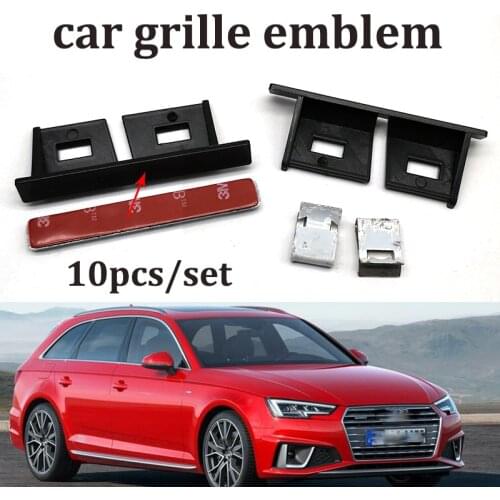 Hot selling 10pcs 3D Metal ABS Racing Rally Front Hood Grille Badge Emblem Car Accessories for A2 A3 A4 A5 A6 A7 A8 Q1 Q3 Q5
