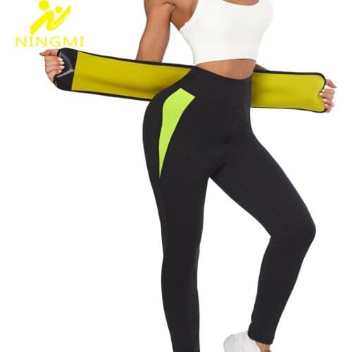 NINGMI Slimming Sauna Pants Waist Trainer Belt Legging Pant Women Body Shaper Tummy Control Panties Body Shapewear Trousers