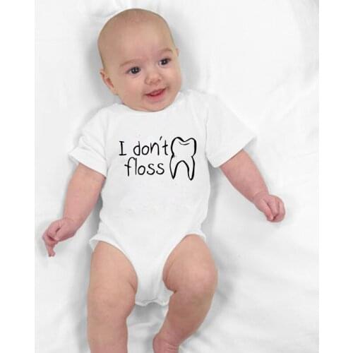 Baby Newborn Boys Girls Bodysuits Summer Infant Toddler Jumpsuits Onesie Outwear 0-24Months I Don't Floss Print Kids Playsuits