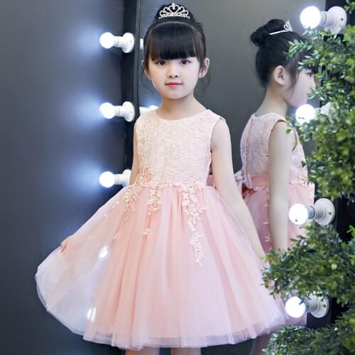New Arrival Baby Girls Dresses Children Sleeveless Embroidery Tulle Party Wedding Graduation Dress Fluffy Formal Kids Clothes