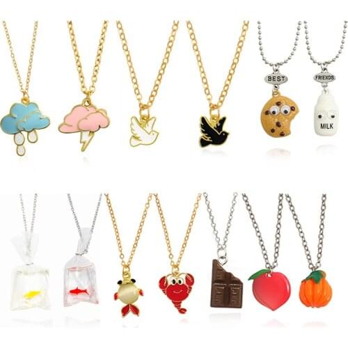 Rain lightning clouds Black White Peace Dove Cookie milk Bagged fish Goldfish lobster Chocolate pumpkin peach Pendant Necklace