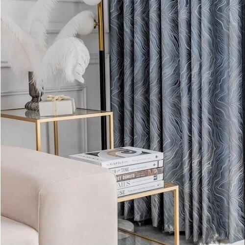 Elegent Jacquard Curtains Luxury Modern Blackout Curtains for Living Room Striped Pattern Window Curtains for Bedroom Curtain