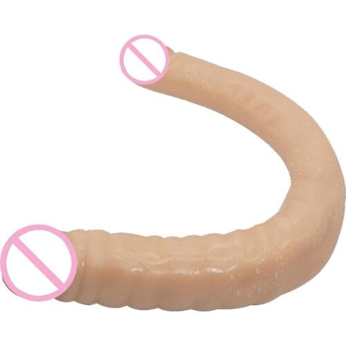 Flexible Double Dildos 46*4.5cm Double-end Penis Realistic Dual Phallus Stimulation of Vagina and Anus Sex Toy for Women Lesbian