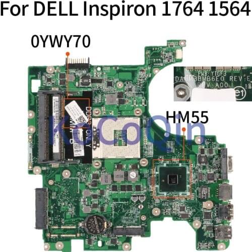 KoCoQin DAUM3BMB6E0 Laptop motherboard For DELL Inspiron 17R 1764 15R 1564 Mainboard CN-0YWY70 0YWY70 YWY70 HM55 TESTED