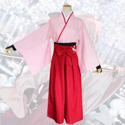 Anime FGO Sakura Saber Okita Souji Kendo Uniform Cosplay Costume Full Set Kimono Halloween Outfit