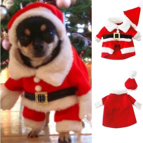 Pet Puppy Kitten Santa Claus Costume With Hat Three Dimensional Suit Autumn Winter New Fashion Pet Cross Dressing Christmas Gift