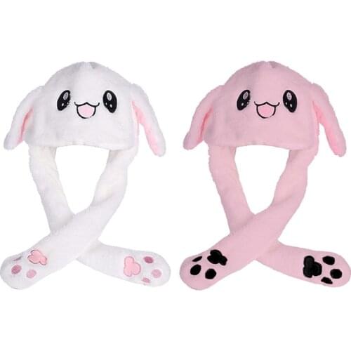 Rabbit Cute Animal Hat Plush Hat is That The Ear Can Move Plush Toy Gift