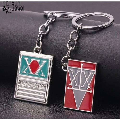Hunter x Hunter Pendant Keychain enamel pendant red License Key Ring Holder Metal Fashion Car Bag KeyChains Anime Jewelry