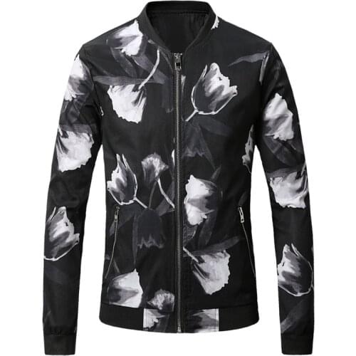 2020 New printed casual jacket slim fit fashion autumn coat for men workwear streetwear jacket men