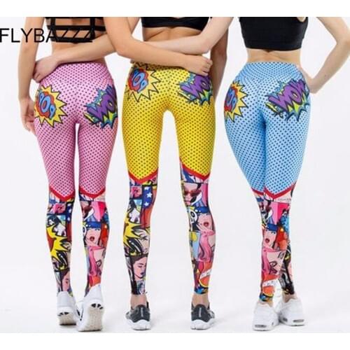 High Waist Yoga Pants Women Running Fitness Gym Sports Leggings Cartoon Printed Tight Trouser Stretchy Compression Sportwear New