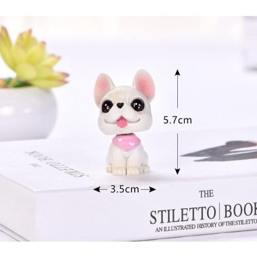 Miniature Animals French Bulldog Pug Home Decoration Accessories Fairy House Garden Resin Shake His Head Figurine Gift 2020 dog