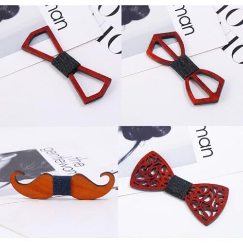 Fashion Wooden Bow Tie Striped Shirt Mens Gifts Silk Tie Luxury Tie Butterfly Shirt
