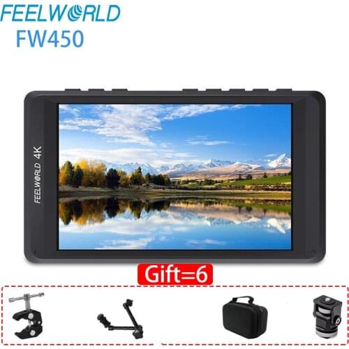 Feelworld FW450 4.5" IPS 4K Monitor HDMI Camera Field Monitor HD LCD for DSLR for Canon Nikon Sony Fujifilm Camera Monitoring