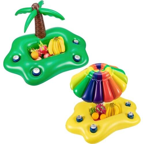 Inflatable Pool Float Drink Holder Floating Pool Table Beverage Fruit Serving Bar Tray Swimming Ring Accessories For Summer