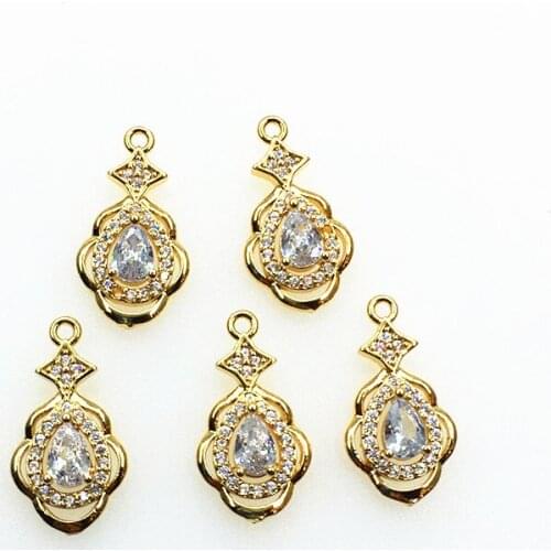 New Arrival! 21x11mm 50pcs Copper/Cubic Zirconia Drop Charm for Handmade Necklace/Earring DIY Parts,Jewelry Accessories Findings