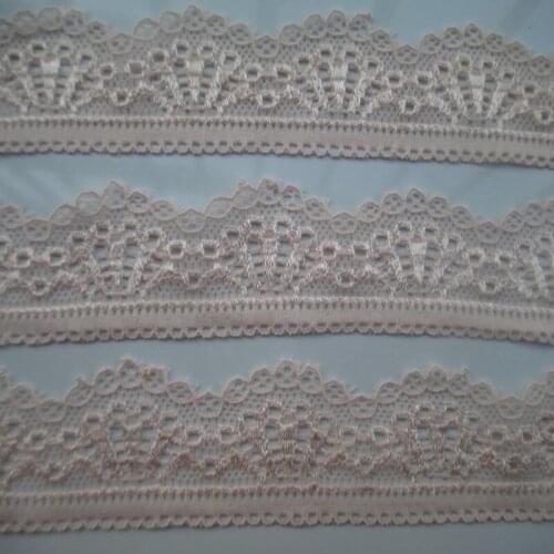 Wholesale beautiful light pink high quality stretch lace embroidery width 30 mm length 10 yards
