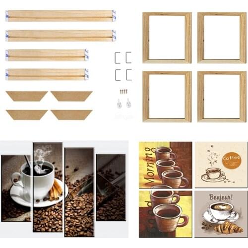 4 Pcs Posters Photos Frame Large Size Custom DIY Natural Wood Frame for Canvas Oil Painting Wall Art Picture Prints Wooden Frame