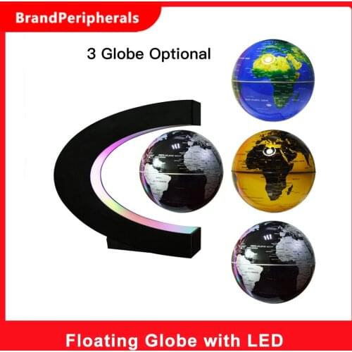 Floating Globe with LED Multicolor Base Creative 4 Inch C Shape Anti Gravity Magnetic Levitation Rotating World Map for Children