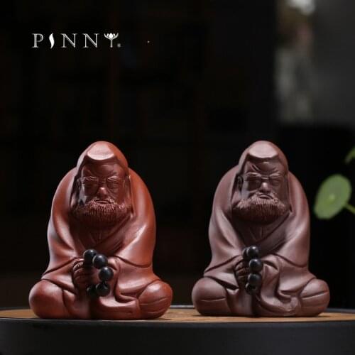 PINNY Purple Clay Dharma Tea Pet Handmade Dharma Statue Decoration Home Decoration Accessories Zen Creative Ornaments