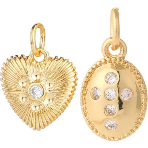 Charm Charms for Jewelry Making Supplies Gold Cross Heart Diy Earring Bracelet Necklace Metal Copper CZ Zircon Accessories