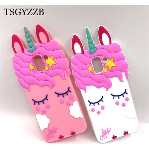 For Samsung Galaxy J5 J3 J7 2017 2016 2015 J2 Prime Case 3D Cartoon Unicorn Rubber Silicone Phone Case For Samsung J8 J6 J4 2018