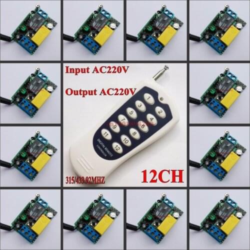 220V 12CH Wireless Remote Control Switch System Light/Lamp LED SMD Access Remote Control System ON OF Toggle Momentary Latched