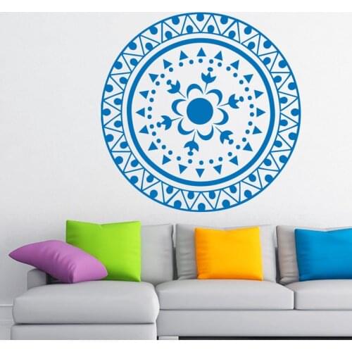 WJWY New Design Mandalas Flower Wall Sticker Indian Vinyl Art Mural Living Room Bedroom Wall Decal Removable Home Decoration