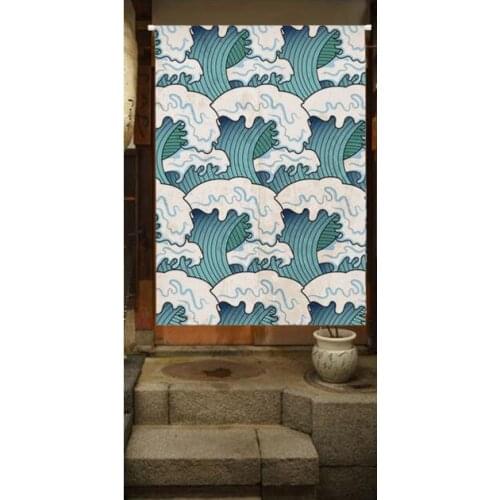 Japan style cotton Japanese sea wave door window curtain home decoration hanging living room kitchen cafe bar coffee restaurant