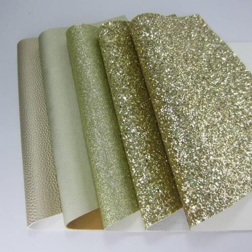 1lot 5pcs 21x30cm gold Glitter Leather Sheet Faux Glitter Fabric A4 Sheet Synthetic glitter for Sewing DIY KD017