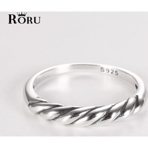 100% 925 Sterling Silver Vintage Thai Intertwined Twisted Rings for Women Men Couple Wedding Party Fit Lady Fine Jewelry Gifts